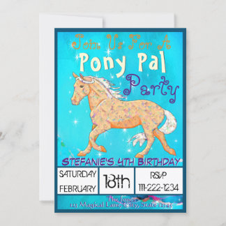 Orange Palomino Birthday II (Blaue Wasserfarbe) Einladung