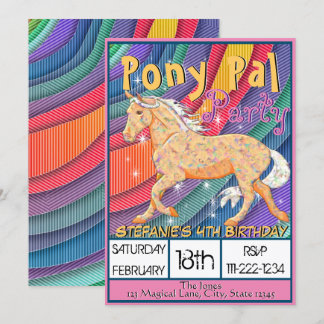 Orange Palomino Birthday II (bunt abstrakt) Einladung