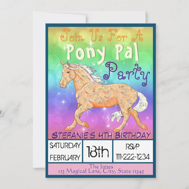 Orange Palomino Birthday II (Glitzern) Einladung (Vorderseite)