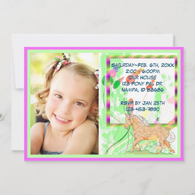 Orange Palomino Birthday(weiche Pastellfarben/Blum Einladung (Rückseite)