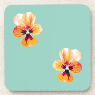 orange pansies beverage coasters getränkeuntersetzer