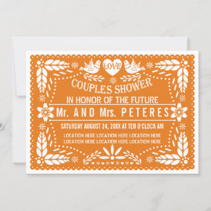 Orange Papel Picado Hochzeitspaare Shower Einladung