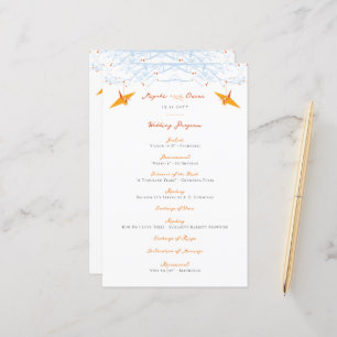 Orange Paper Cranes asiatisches Hochzeitsprogramm