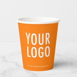 Orange Paper Cups Custom Business Logo 8 oz Pappbecher