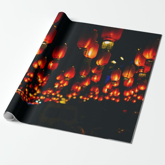 ORANGE PAPER LANTERNS DURING NIGHT TIME GESCHENKPAPIER (Ungerollt)