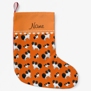 Orange Papillon Hunde mit personalisiertem Namen Kleiner Weihnachtsstrumpf