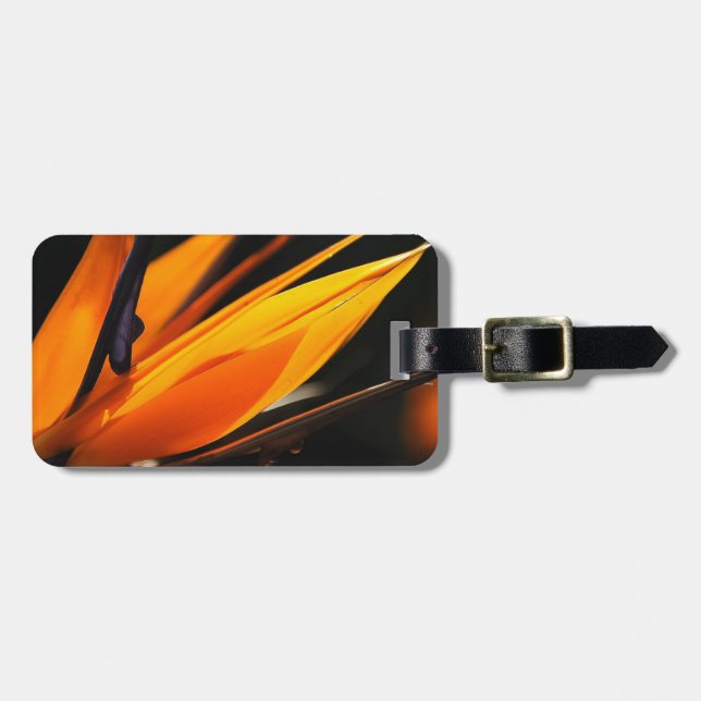 Orange Paradiesvogel Strelitzia Gepäckanhänger (Vorderseite horizontal)