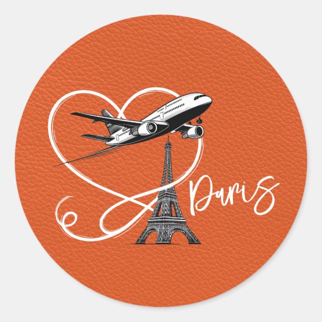 Orange Paris Passport Runder Aufkleber (Vorderseite)