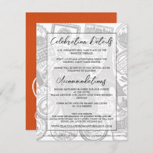 Orange Paris Passport Wedding Begleitkarte
