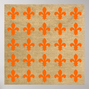 Orange Pariser Stimmungen Fleur de Lys Muster Poster