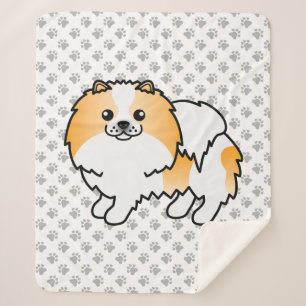 Orange Parti-Color Spitz Cartoon Dog & Paws Sherpadecke