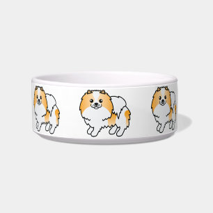 Orange Parti-Color Spitz Niedliche Cartoon Hunde Napf