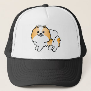 Orange Parti-Color Spitz Niedlicher Cartoon Dog Truckerkappe