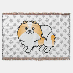Orange Parti-Farben Pomeranian Süßer Hund & Pfoten Decke
