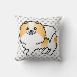 Orange Parti-Farben Pomeranian Süßer Hund & Pfoten Kissen