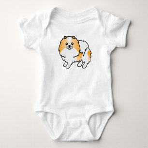 Orange Parti-Farbige Pomeranian Süße Cartoon-Hund Baby Strampler