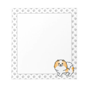 Orange Parti-Farbige Pomeranian Süße Cartoon-Hund Notizblock