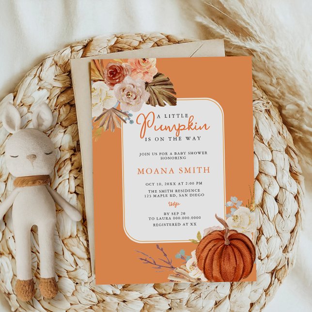 Orange Pastel Boho Pumpkin Autumn Baby Shower (Von Creator hochgeladen)