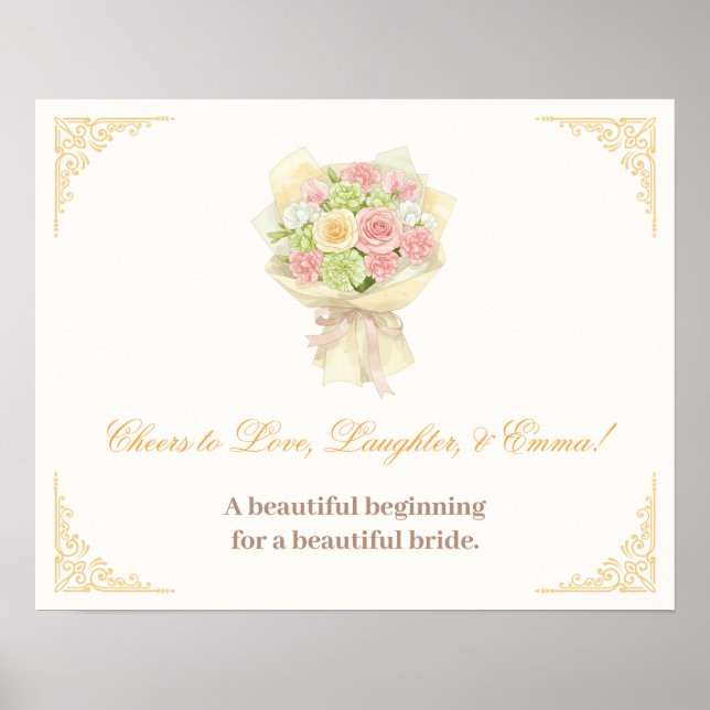 orange pastel bouquet Elegant wedding Poster (Vorne)
