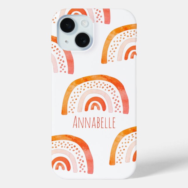 Orange Pastel Rainbow Personalisiertes Muster Case-Mate iPhone Hülle (Rückseite)