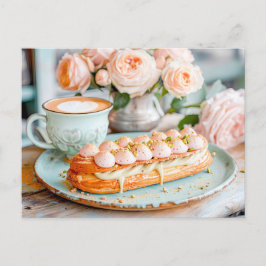 Orange-Pastel Rose Bouquet mit Éclair Feiertagspostkarte