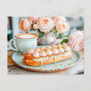 Orange-Pastel Rose Bouquet mit Éclair Feiertagspostkarte