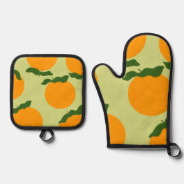 Orange pattern design ofenhandschuh & Topflappen-Set
