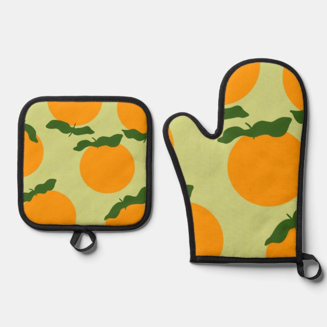 Orange pattern design ofenhandschuh & Topflappen-Set (Vorderseite)