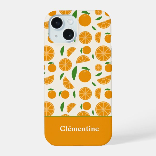 Orange Pattern iPhone 15 Hülle (Rückseite)
