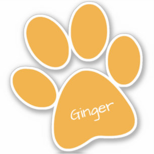 Orange Paw Print Custom Cut Vinyl Sticker