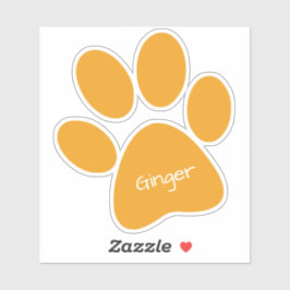 Orange Paw Print Custom Cut Vinyl Sticker
