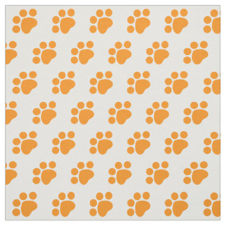 Orange Paw Print Pattern Stoff