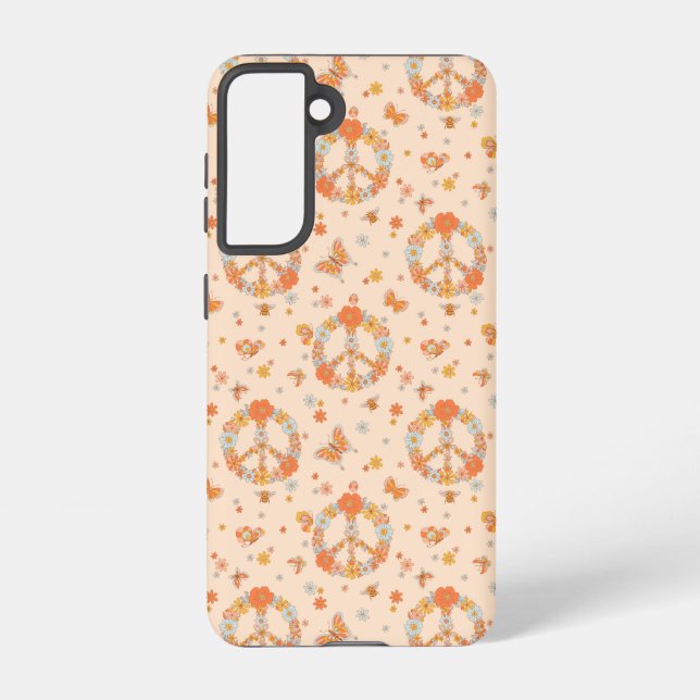 Orange Peace Floral Pattern Samsung Galaxy Hülle (Rückseite)