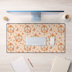 Orange Peace Floral Pattern Schreibtischunterlage