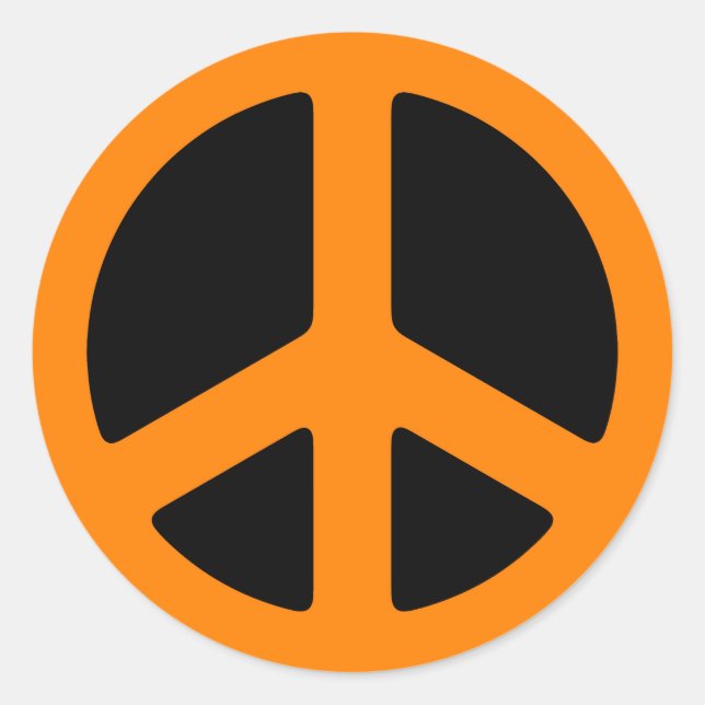Orange Peace Sign Runder Aufkleber (Vorderseite)