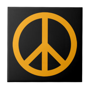 Orange Peace Symbol Fliese