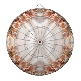 Orange Peach Floral Dartboard Dartscheibe