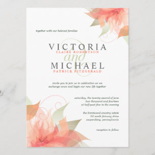 Orange Peach Floral Wedding Einladungen