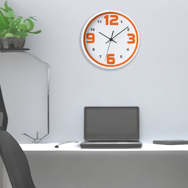 Orange Peach Hue Bold Quarter Numbers Uhr (Von Creator hochgeladen)