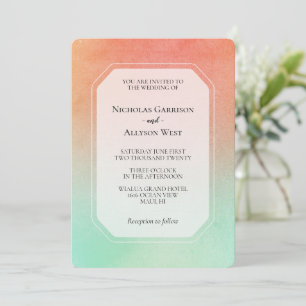 Orange Peach Mint Wedding Einladung