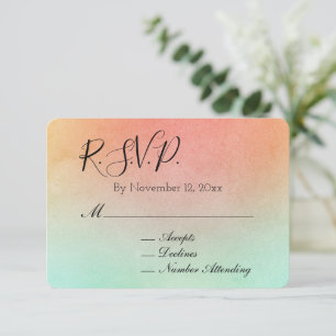 Orange Peach Mint Wedding RSVP Begleitkarte