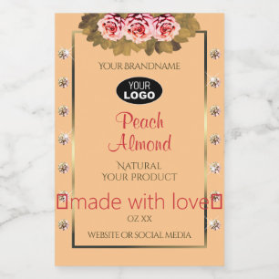 Orange Peach Product Labels Pink Roses Jewels Logo Lebensmitteletikett