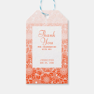 Orange Peach Stripes Floral Geburtstag Vielen Dank Geschenkanhänger