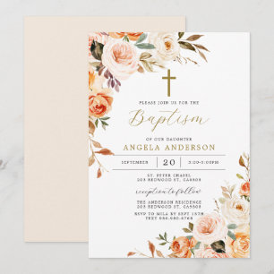 Orange Peach Taufen/Christening Einladung
