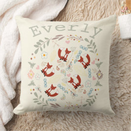 Orange Peachy Pink Monogram Stylisierte Fox Pilow Kissen