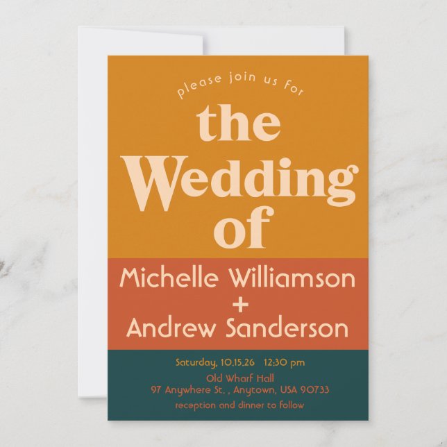 Orange Peacock Modernes Retro-12x18 Einladung (Vorderseite)