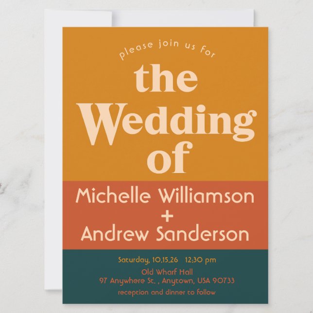 Orange Peacock Modernes Retro 6,5x8,75 Einladung (Vorderseite)