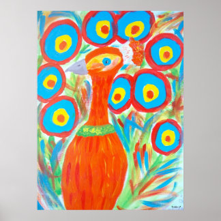 Orange Peacock Poster