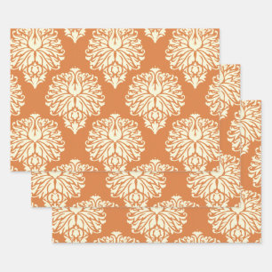 Orange Peel South Hütte Damask Geschenkpapier Set