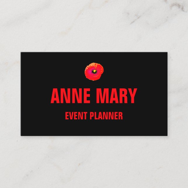 Orange Peony Floral Beruflich Cool Visitenkarte (Vorderseite)